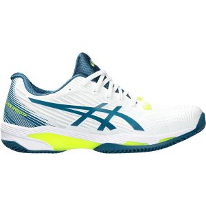 Chaussures Homme Asics Solution Speed FF 2 Terre battue - Blanc-Bleu/Lime