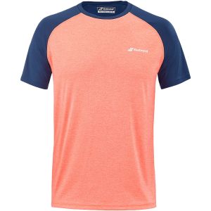 T-Shirt Babolat Homme Play Crew - Marine/Corail