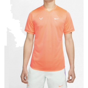 T-Shirt Technique Homme Nike Rafa Challenger Col V - Orange Fluo - Taille M