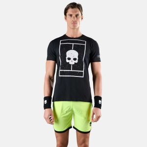 T-Shirt Homme Hydrogen Tennis Court Noir Coton